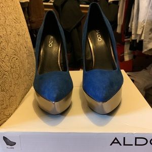 Aldo Blue and Silver Wedges